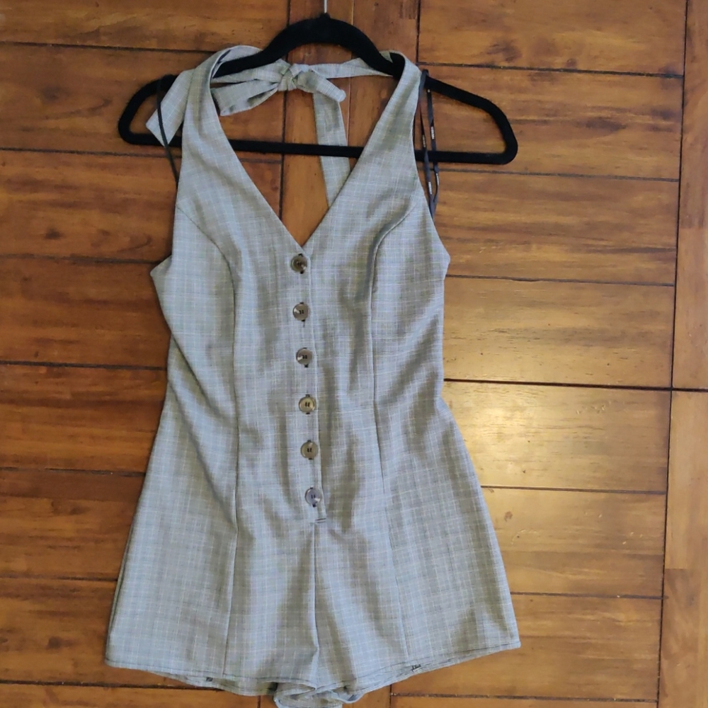 Forever 21 F21 Glen Plaid Halter Romper in Small